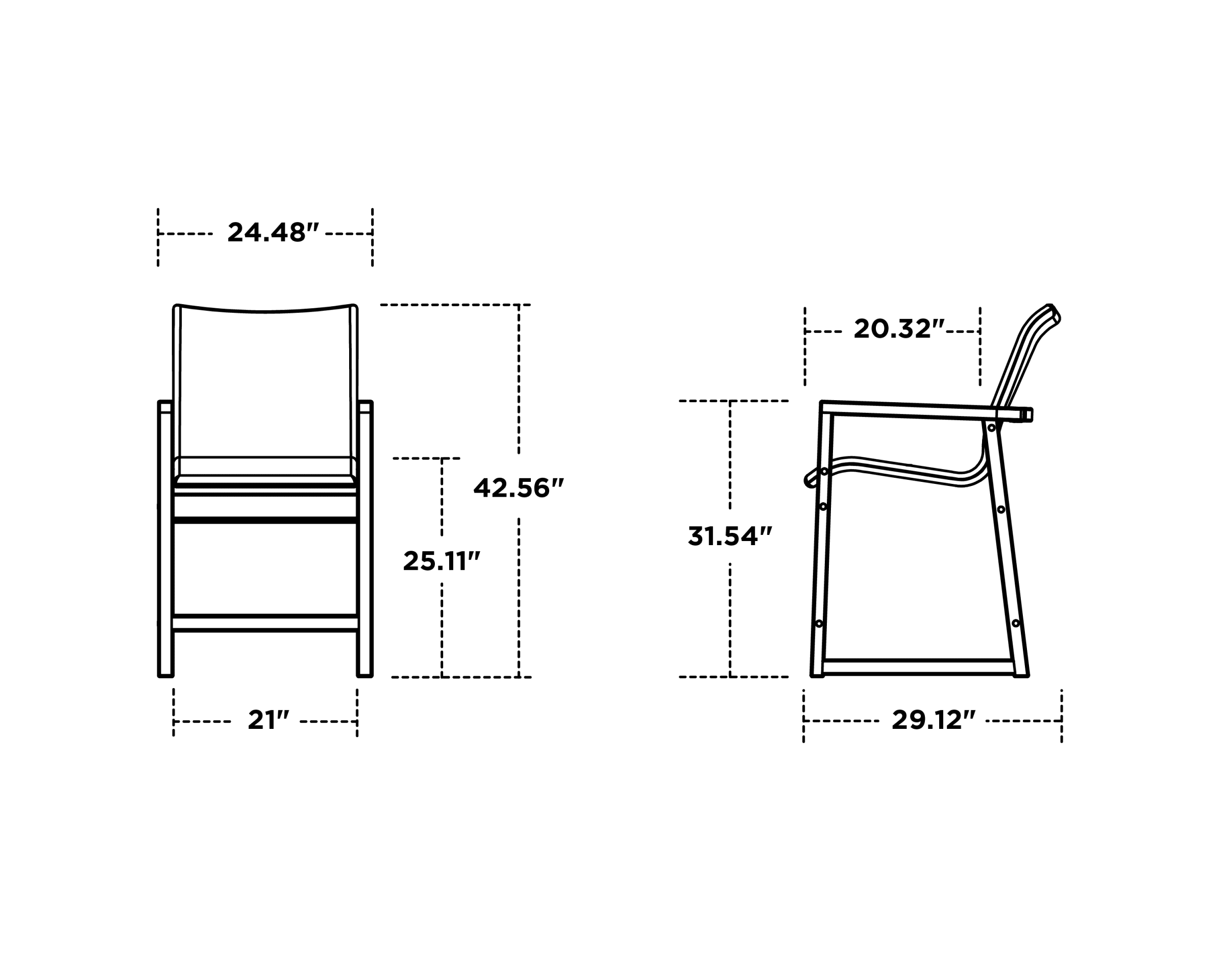 Dimensions for EDGE Woven Counter Arm Chair
