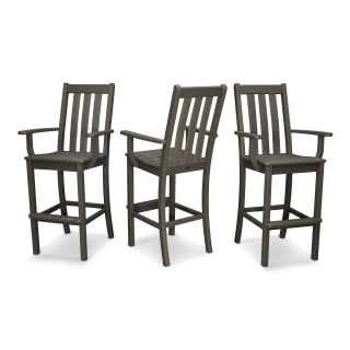 POLYWOOD Vineyard Bar Arm Chair 3-Pack in Vintage Finish