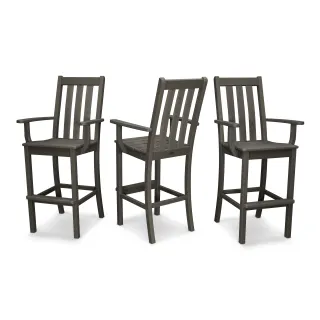 POLYWOOD Vineyard Bar Arm Chair 3-Pack in Vintage Finish