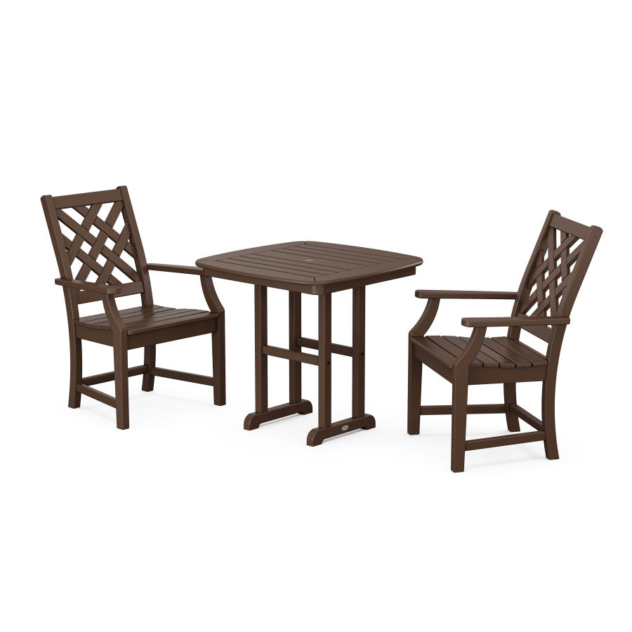 POLYWOOD Wovendale 3-Piece Dining Set in Mahogany