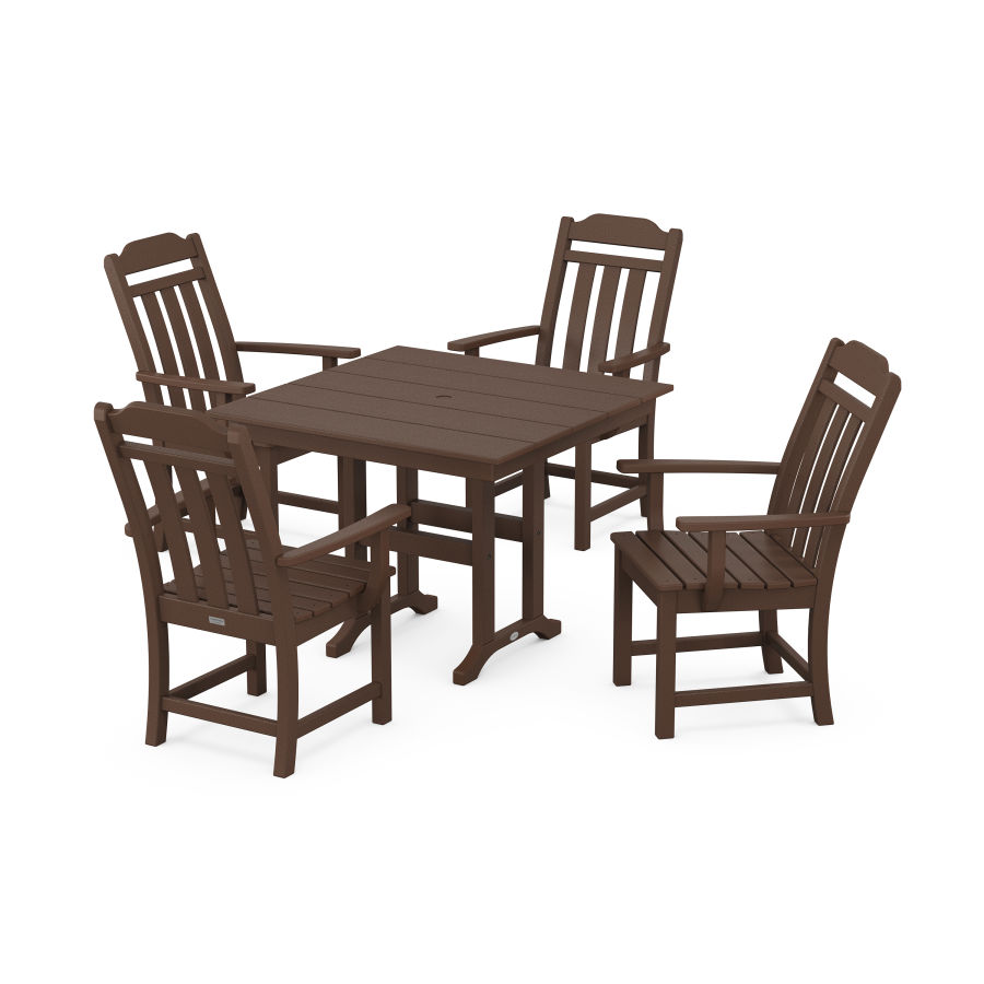 POLYWOOD Country Living 5-Piece Farmhouse Dining Set in Mahogany