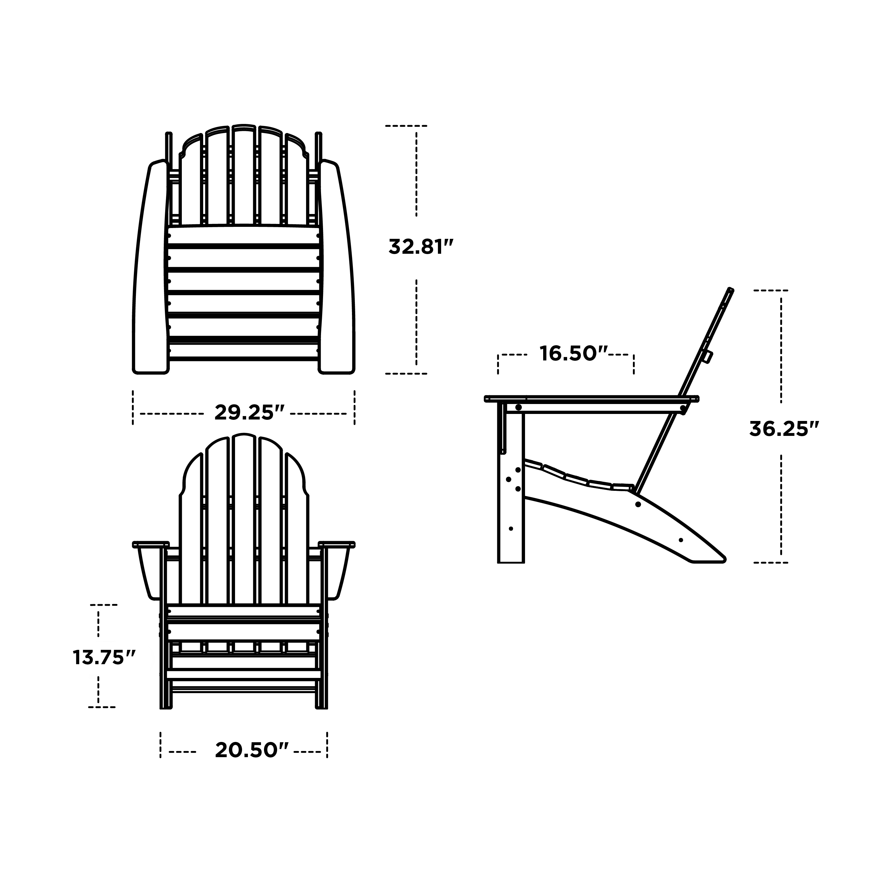 Dimensions for Vineyard Adirondack Chair