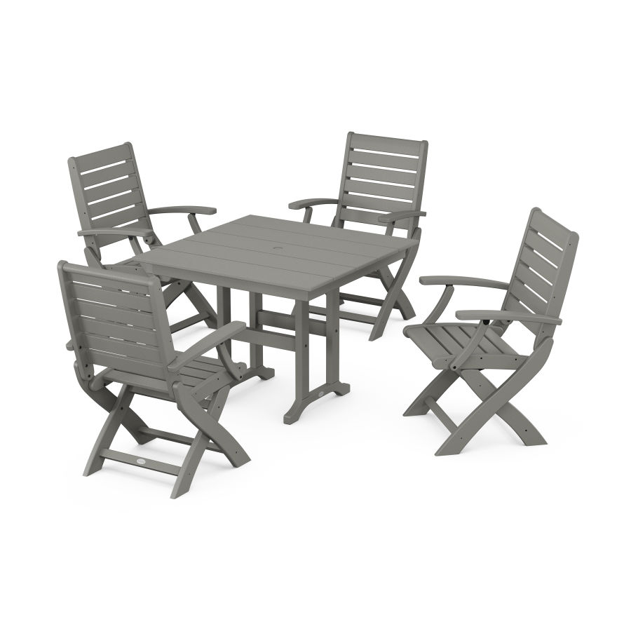 POLYWOOD Signature Folding Chair 5-Piece Farmhouse Dining Set