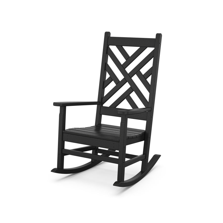POLYWOOD Chippendale Porch Rocking Chair in Black