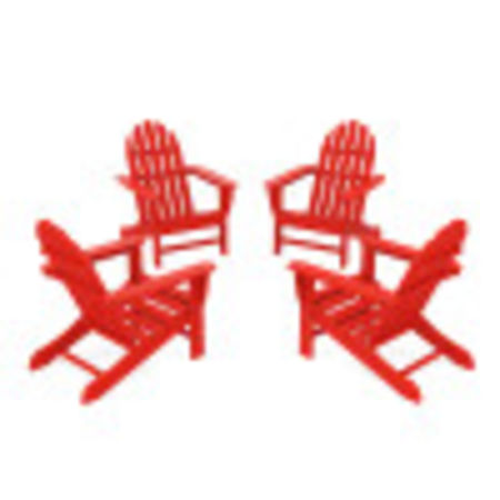 POLYWOOD 4-Piece Classic Adirondack Conversation Set in Sunset Red
