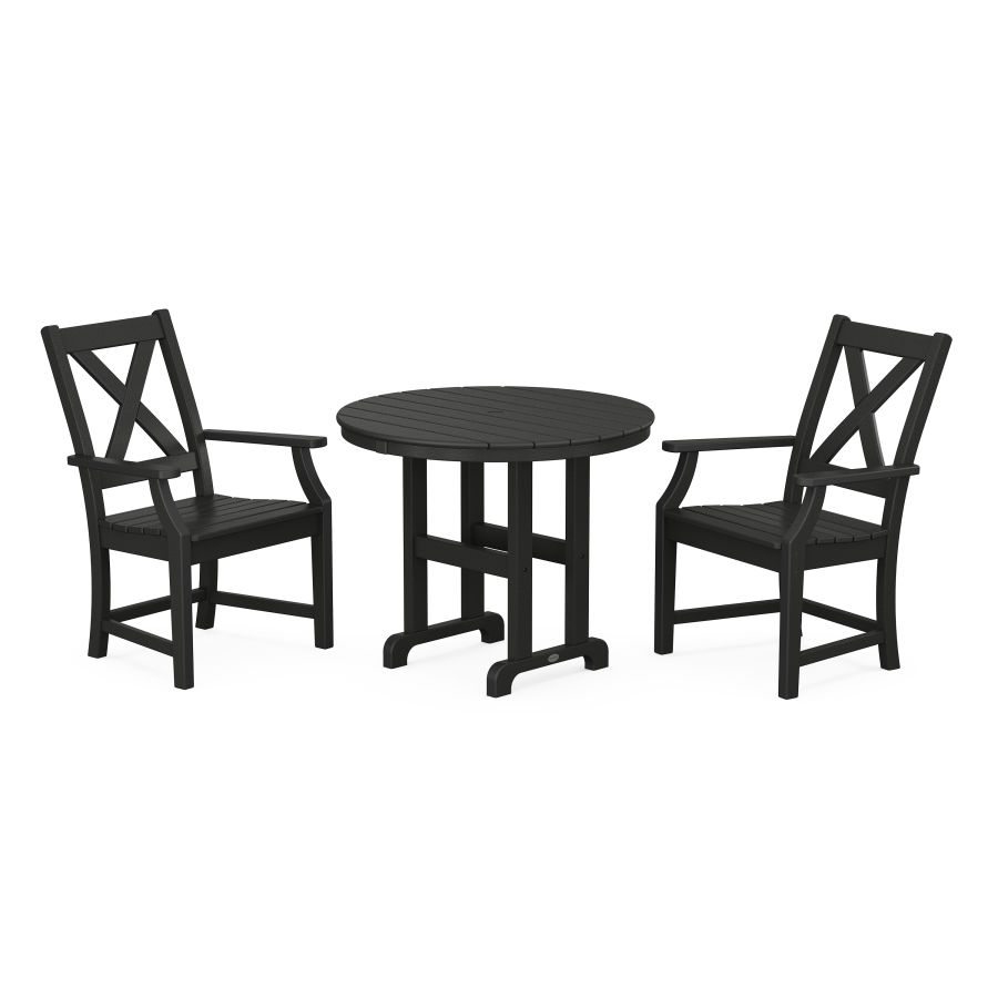 POLYWOOD Braxton 3-Piece Round Dining Set in Black