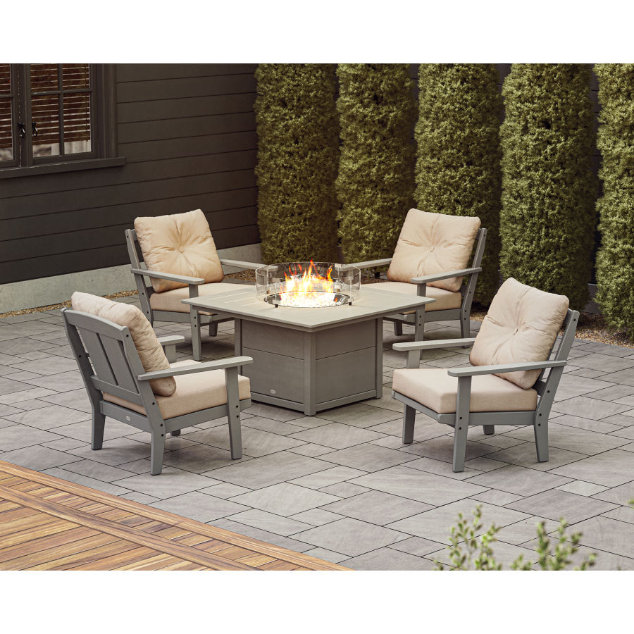 Mission 5-Piece Deep Seating Set with Fire Pit Table