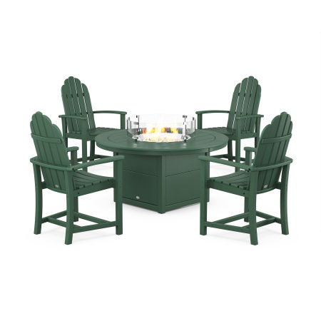 Classic 4-Piece Upright Adirondack Conversation Set with Fire Pit Table in Green
