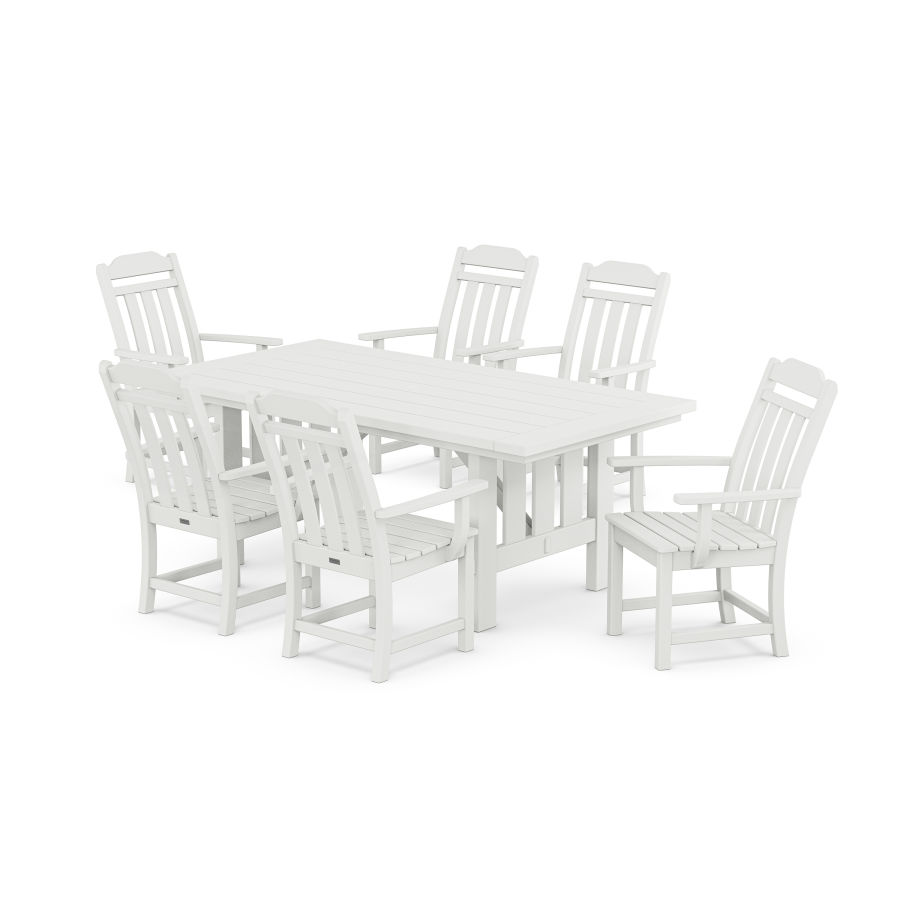 POLYWOOD Country Living Arm Chair 7-Piece Mission Dining Set in White