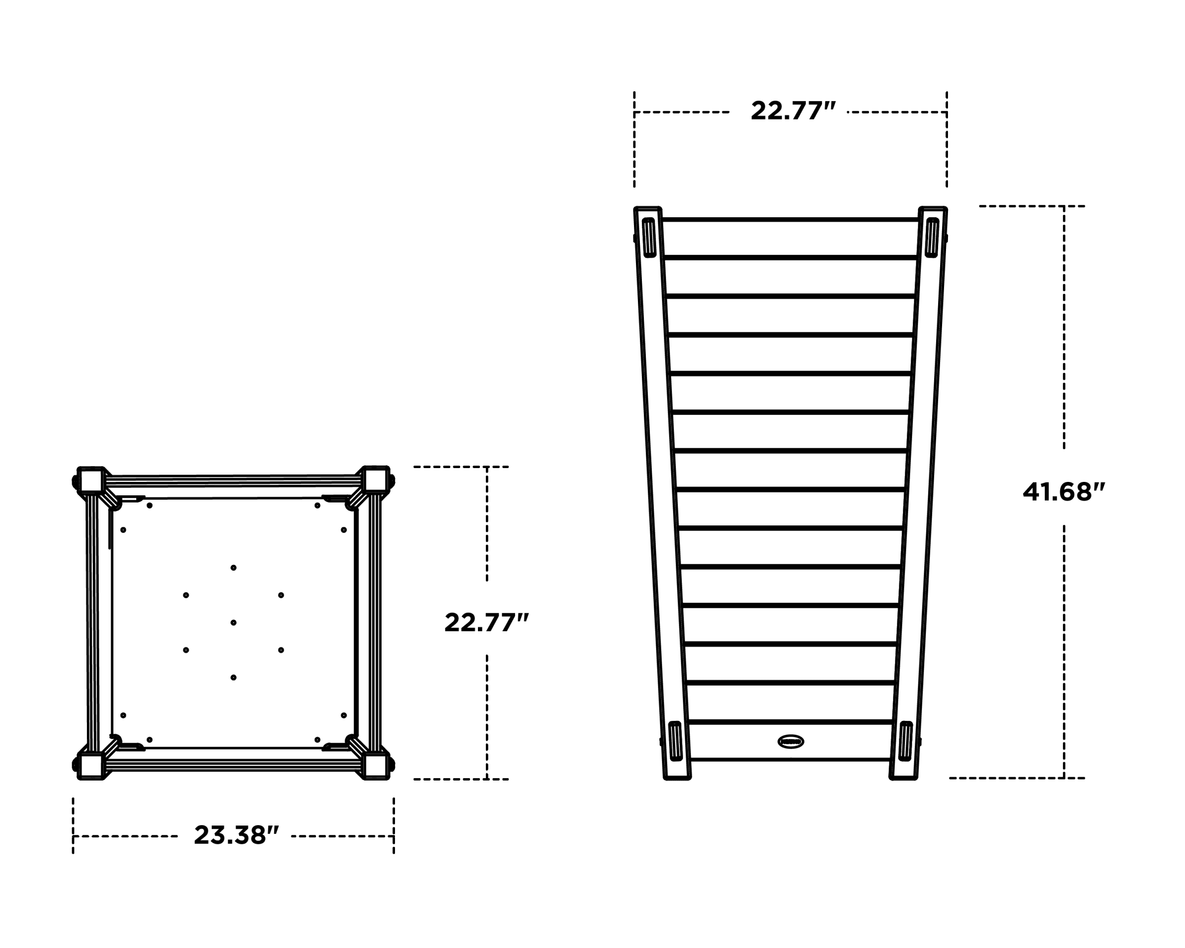 Dimensions for Nautical Large Tapered Square Tall Planter Box