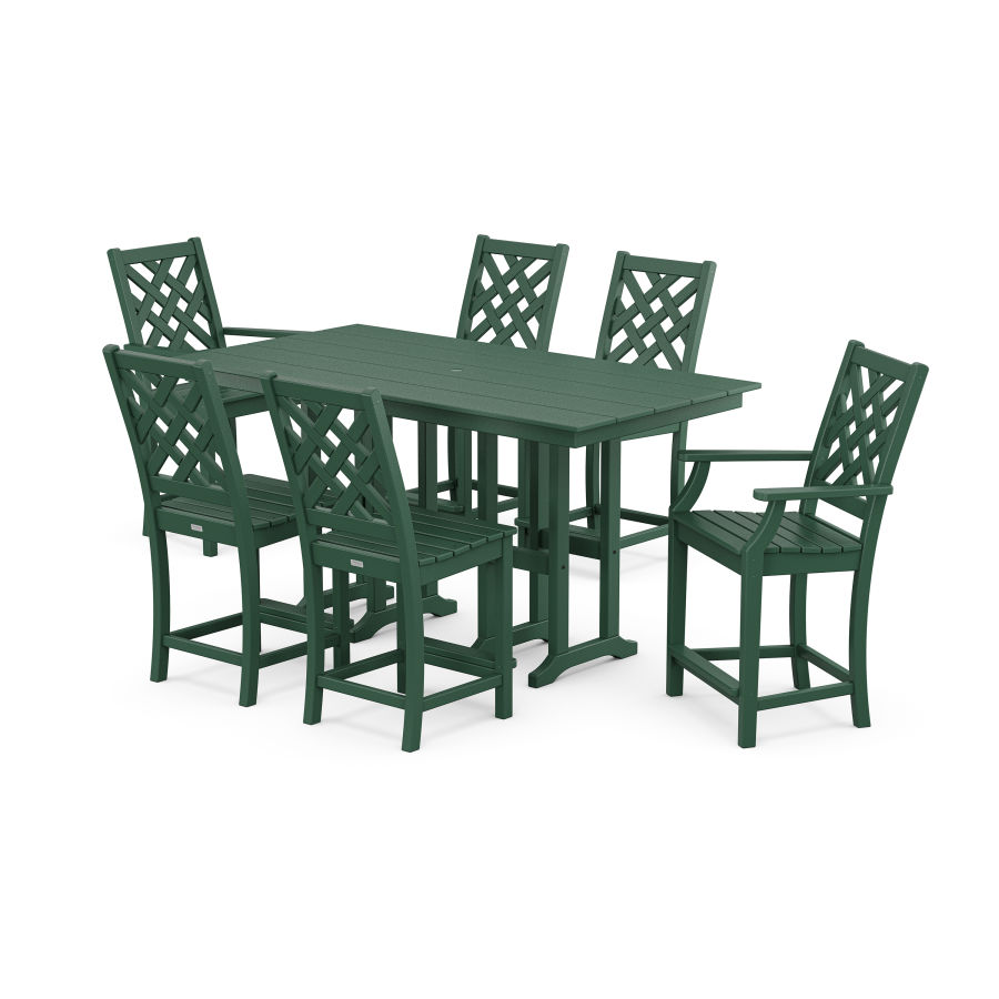 POLYWOOD Wovendale 7-Piece Farmhouse Counter Set in Green