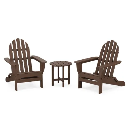 POLYWOOD Classics 3-Piece Folding Adirondack Set in Mahogany