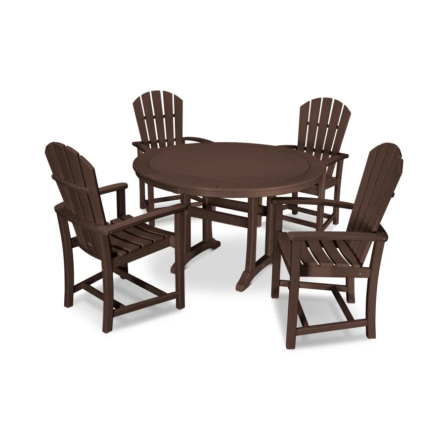 POLYWOOD Palm Coast 5-Piece Round Dining Set in Mahogany