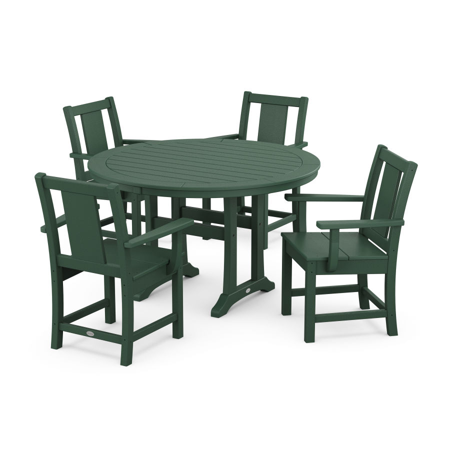 POLYWOOD Prairie 5-Piece Round Dining Set with Trestle Legs in Green