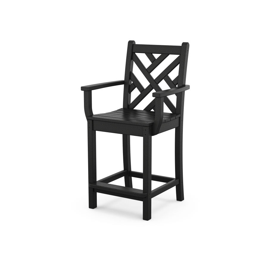 POLYWOOD Chippendale Counter Arm Chair in Black