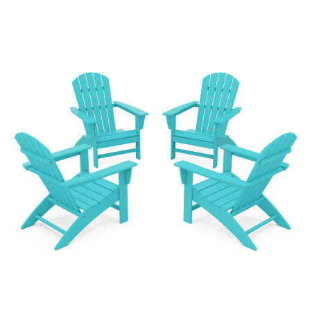 POLYWOOD Nautical 4-Piece Adirondack Conversation Set in Aruba