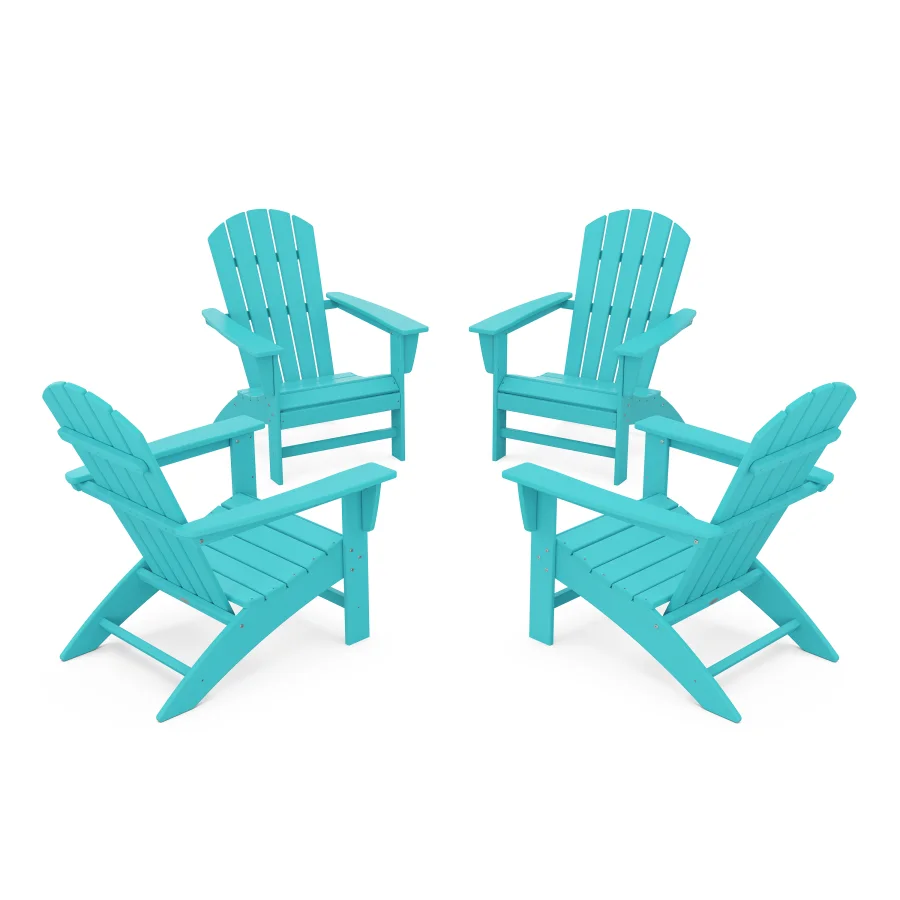 POLYWOOD Nautical 4-Piece Adirondack Conversation Set in Aruba