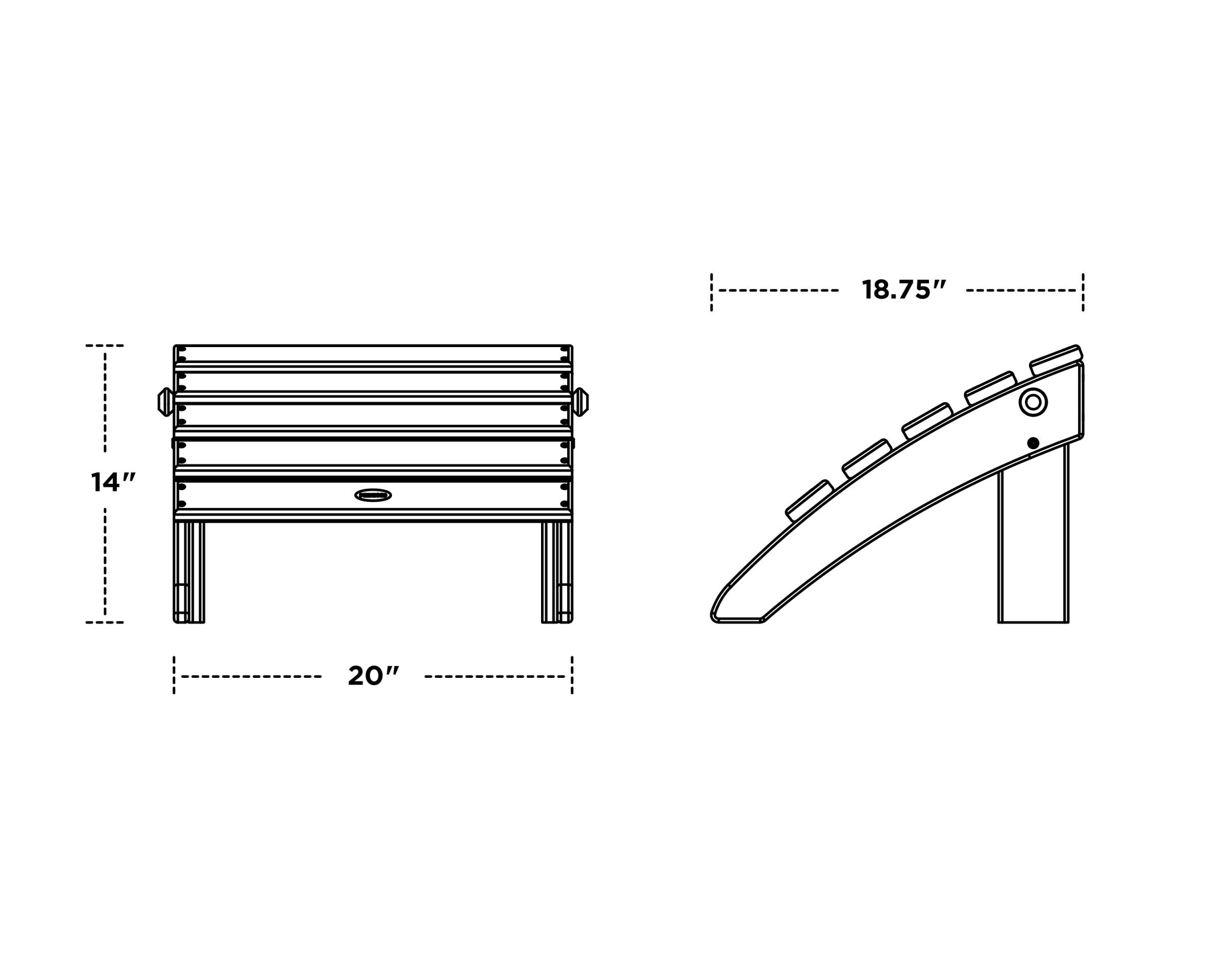 Dimensions for Classic Adirondack Folding Ottoman