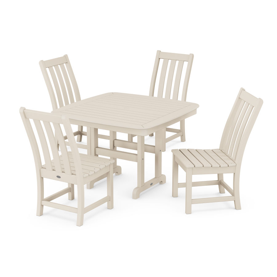 POLYWOOD Vineyard Side Chair 5-Piece Dining Set with Trestle Legs in Sand