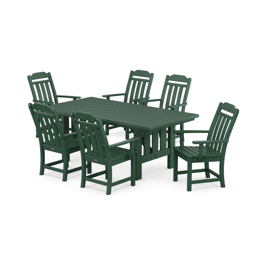 POLYWOOD Country Living Arm Chair 7-Piece Mission Dining Set in Green