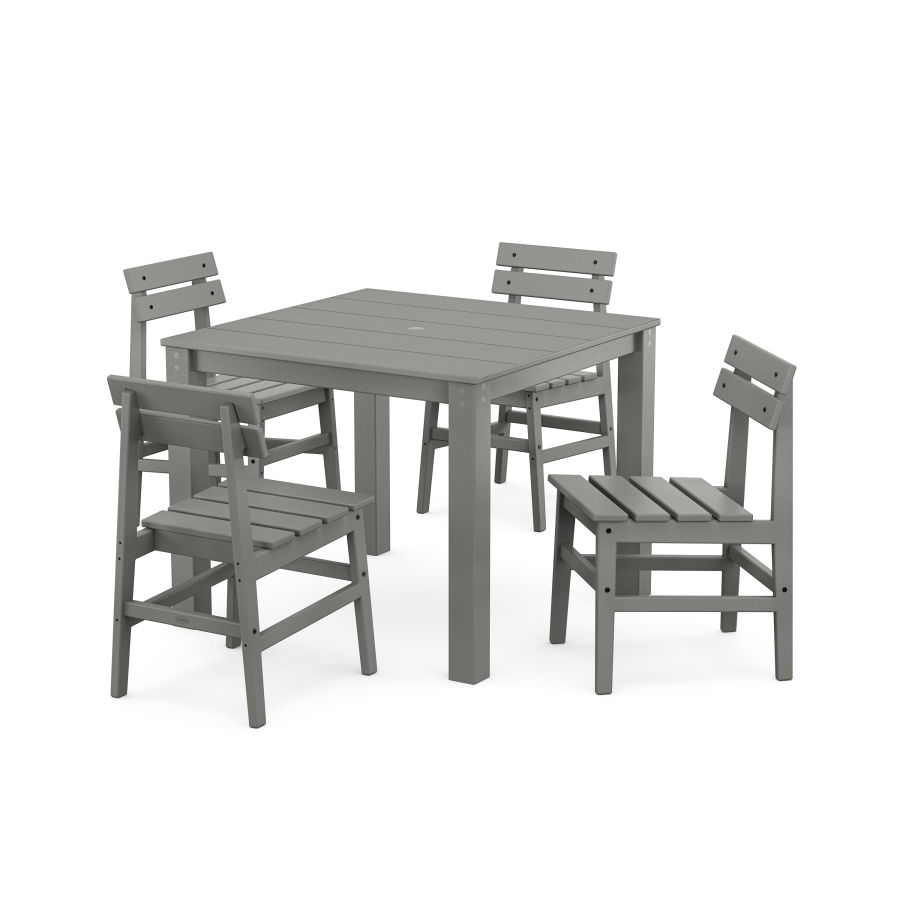 POLYWOOD Modern Studio Plaza Chair 5-Piece Parsons Dining Set in Slate Grey