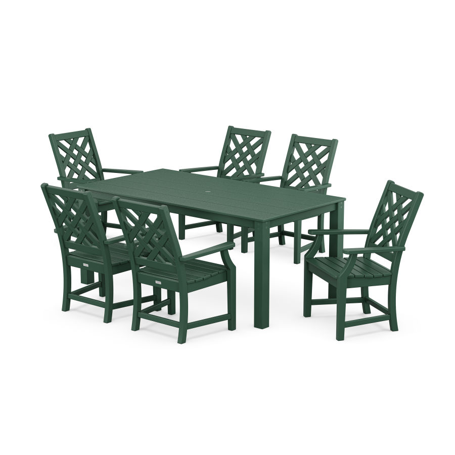 POLYWOOD Wovendale Arm Chair 7-Piece Parsons Dining Set in Green