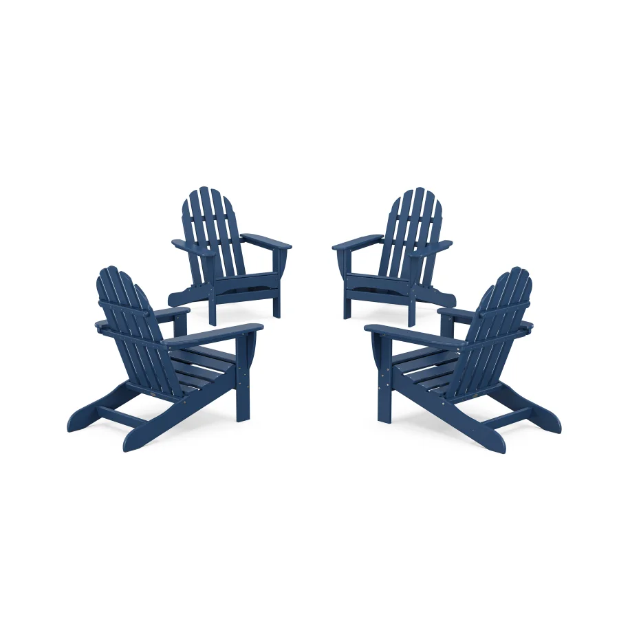 POLYWOOD 4-Piece Classic Adirondack Conversation Set in Navy