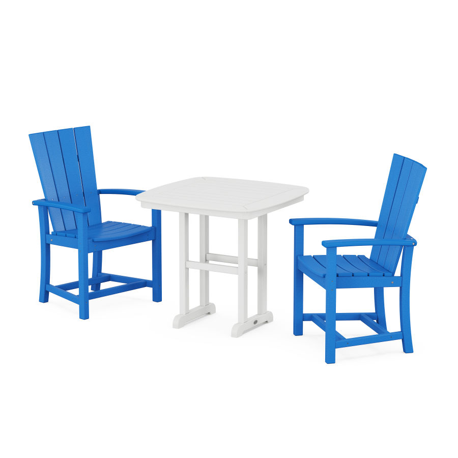 POLYWOOD Quattro 3-Piece Dining Set in Pacific Blue