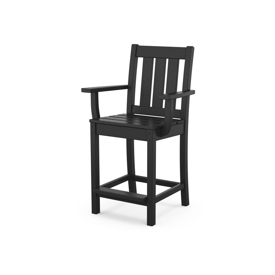 POLYWOOD Oxford Counter Arm Chair in Black