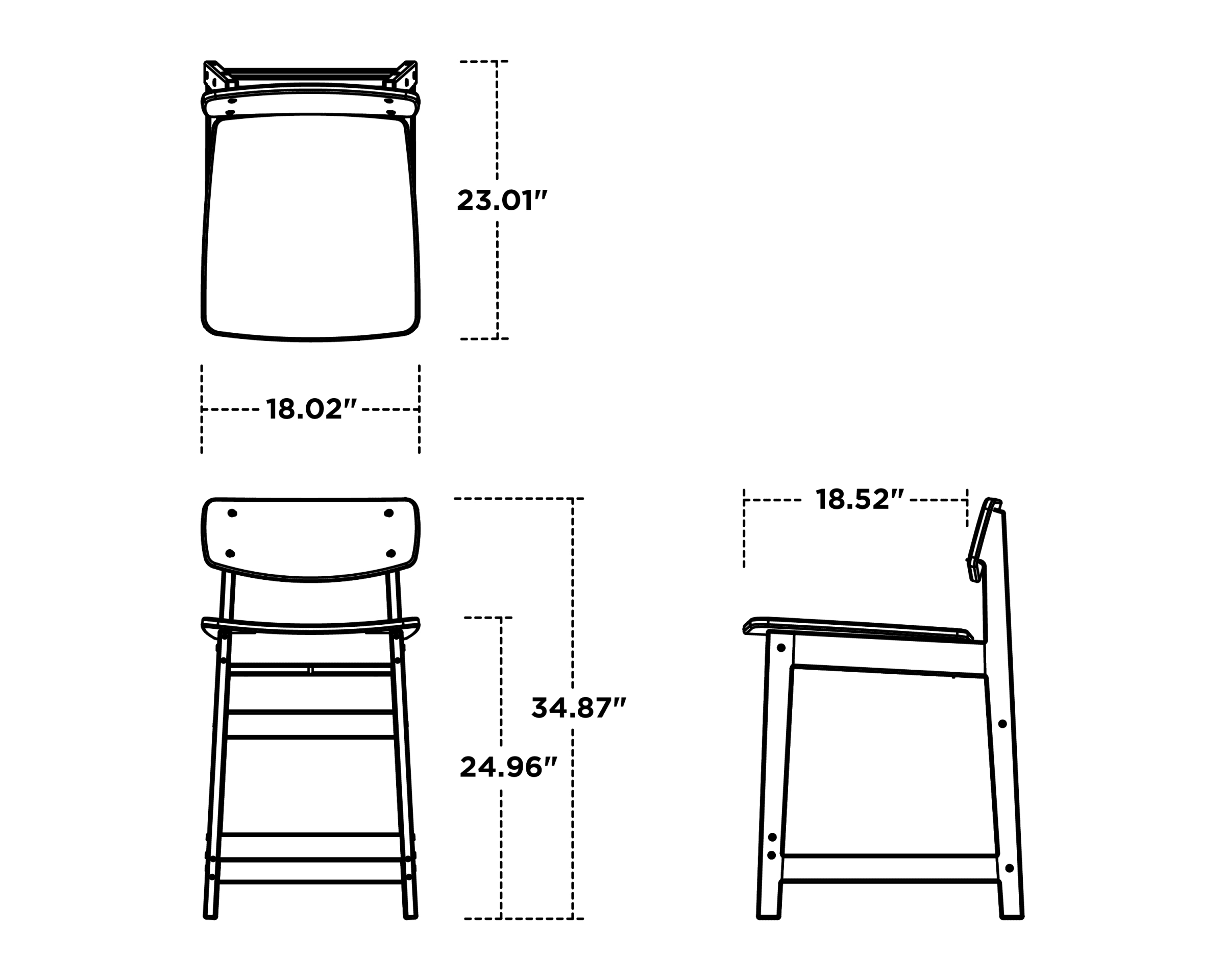Dimensions for Modern Studio Urban Lowback Counter Chair