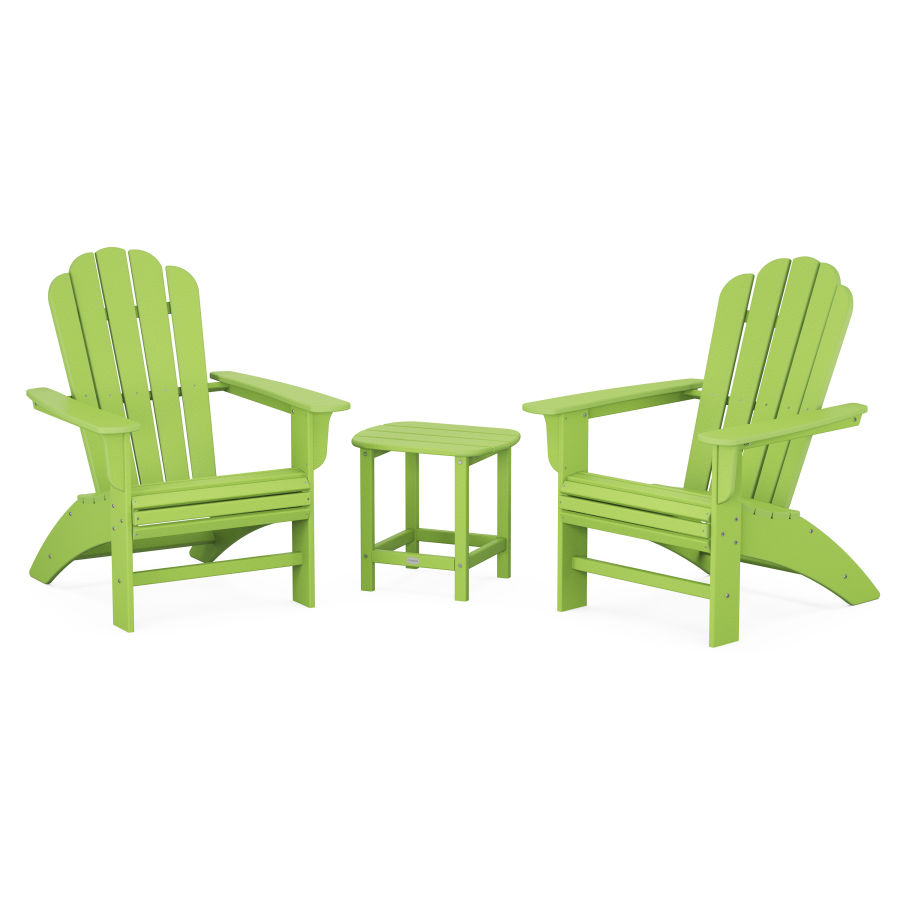 POLYWOOD Country Living Curveback Adirondack Chair 3-Piece Set in Lime