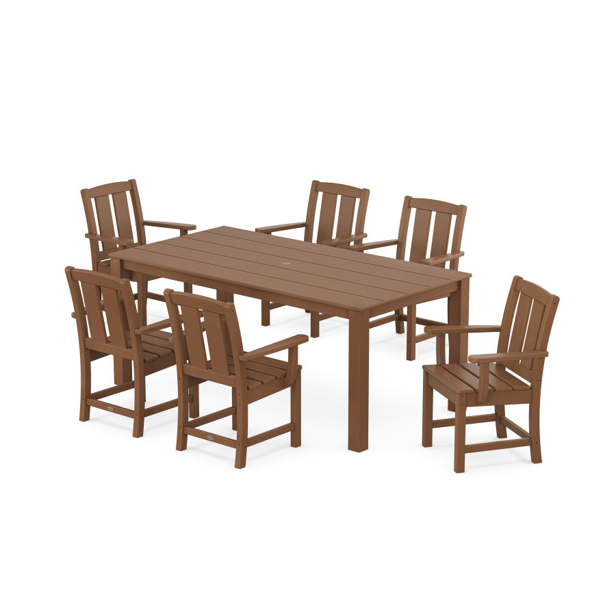 POLYWOOD Mission Arm Chair 7-Piece Parsons Dining Set in Teak