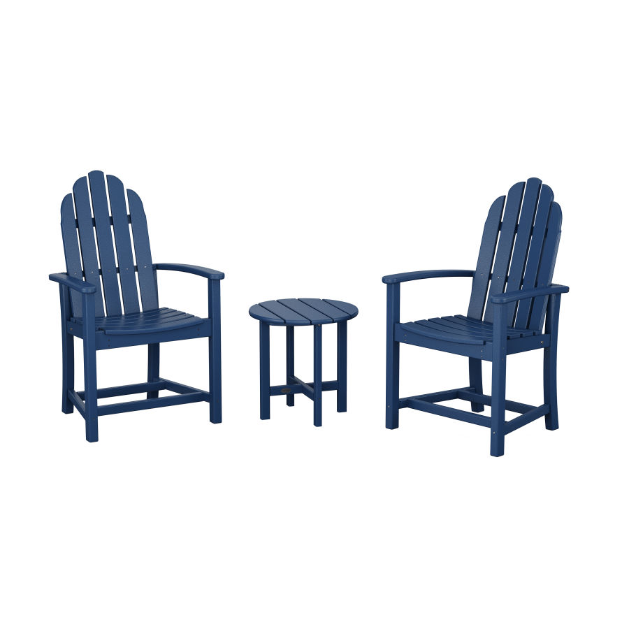 POLYWOOD Classic 3-Piece Upright Adirondack Chair Set in Navy