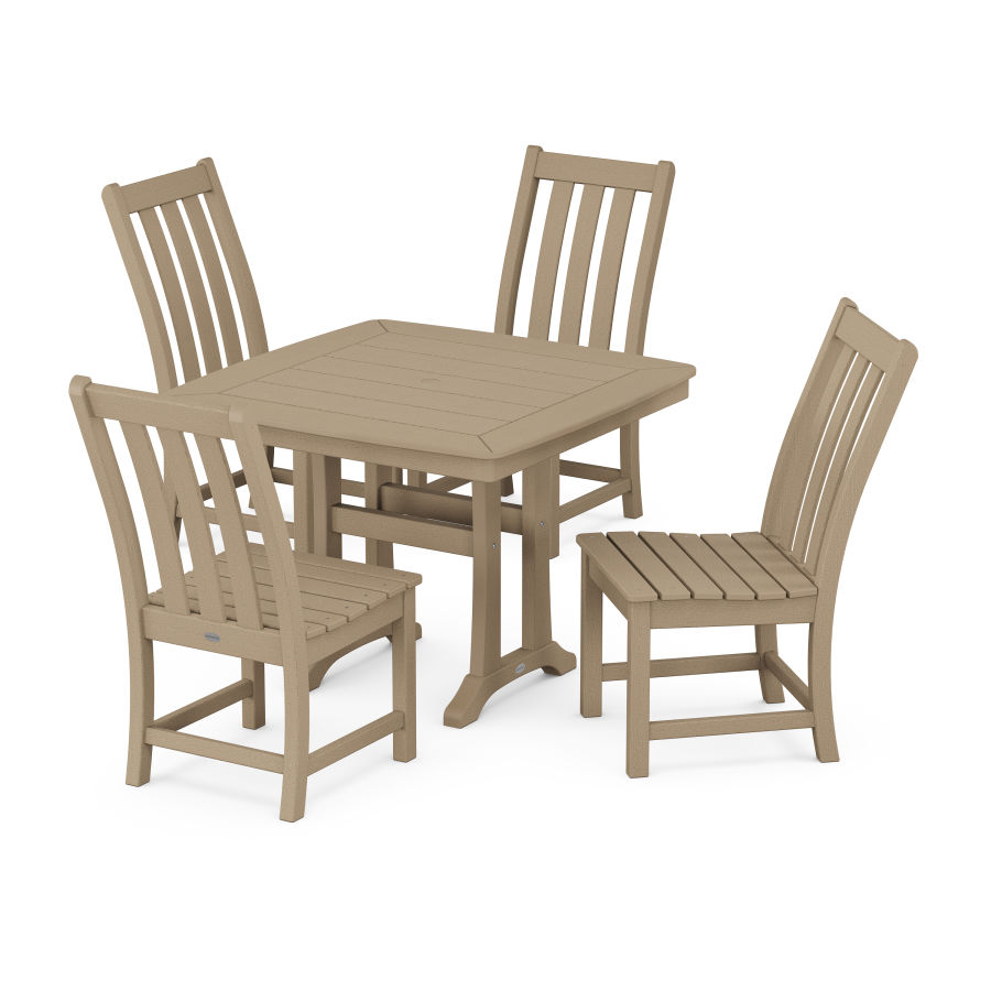 POLYWOOD Vineyard Side Chair 5-Piece Dining Set with Trestle Legs in Vintage Sahara