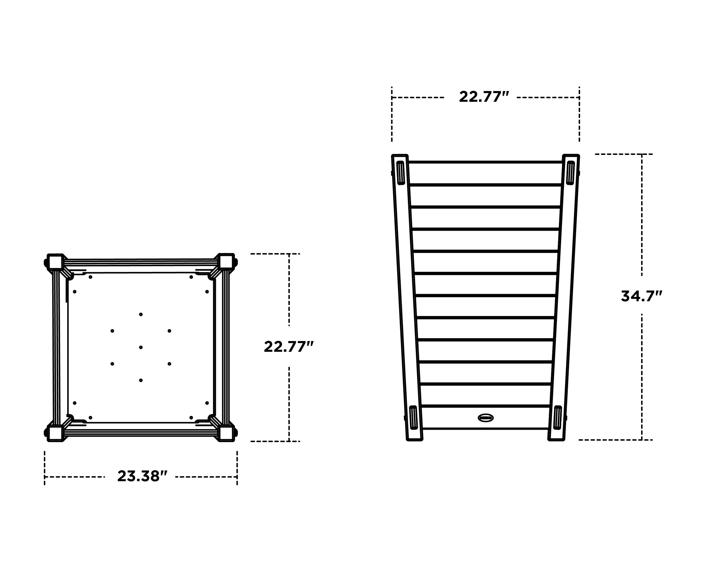 Dimensions for Nautical Large Tapered Square Planter Box