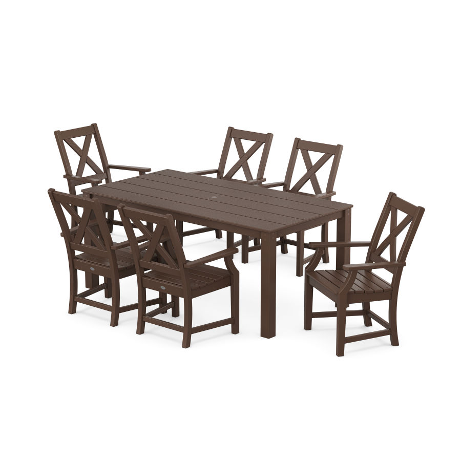 POLYWOOD Braxton Arm Chair 7-Piece Parsons Dining Set in Mahogany