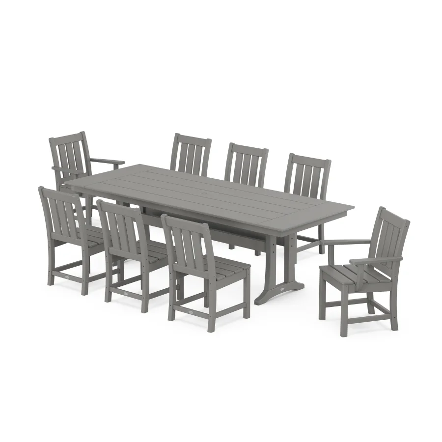 POLYWOOD Oxford 9-Piece Farmhouse Dining Set with Trestle Legs