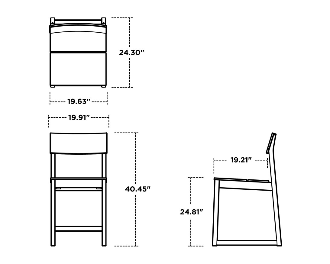 Dimensions for EDGE Counter Side Chair