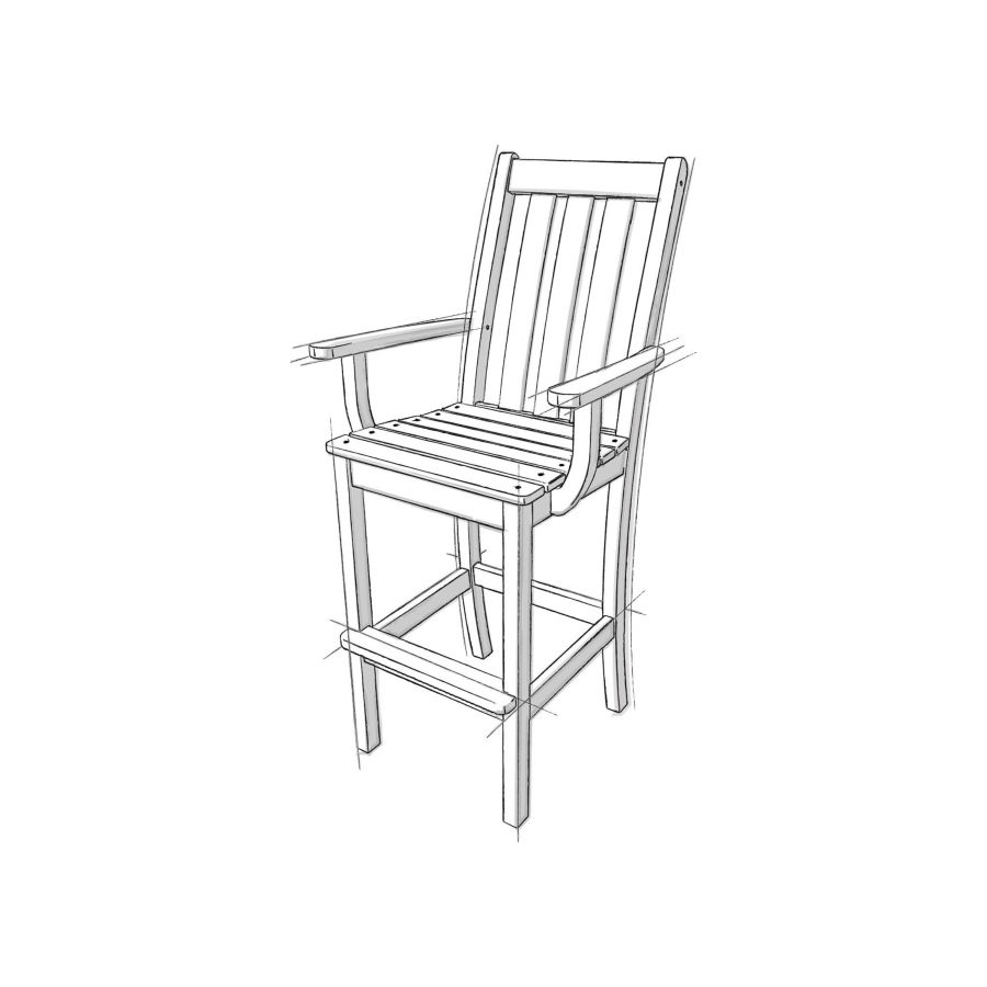 POLYWOOD Vineyard Bar Arm Chair in Vintage White