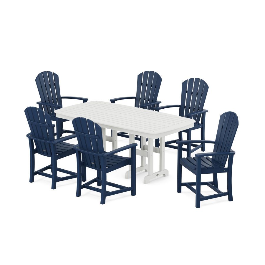 POLYWOOD Palm Coast 7-Piece Dining Set in Navy / White
