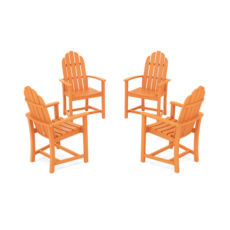 POLYWOOD Classic 4-Piece Upright Adirondack Conversation Set in Tangerine