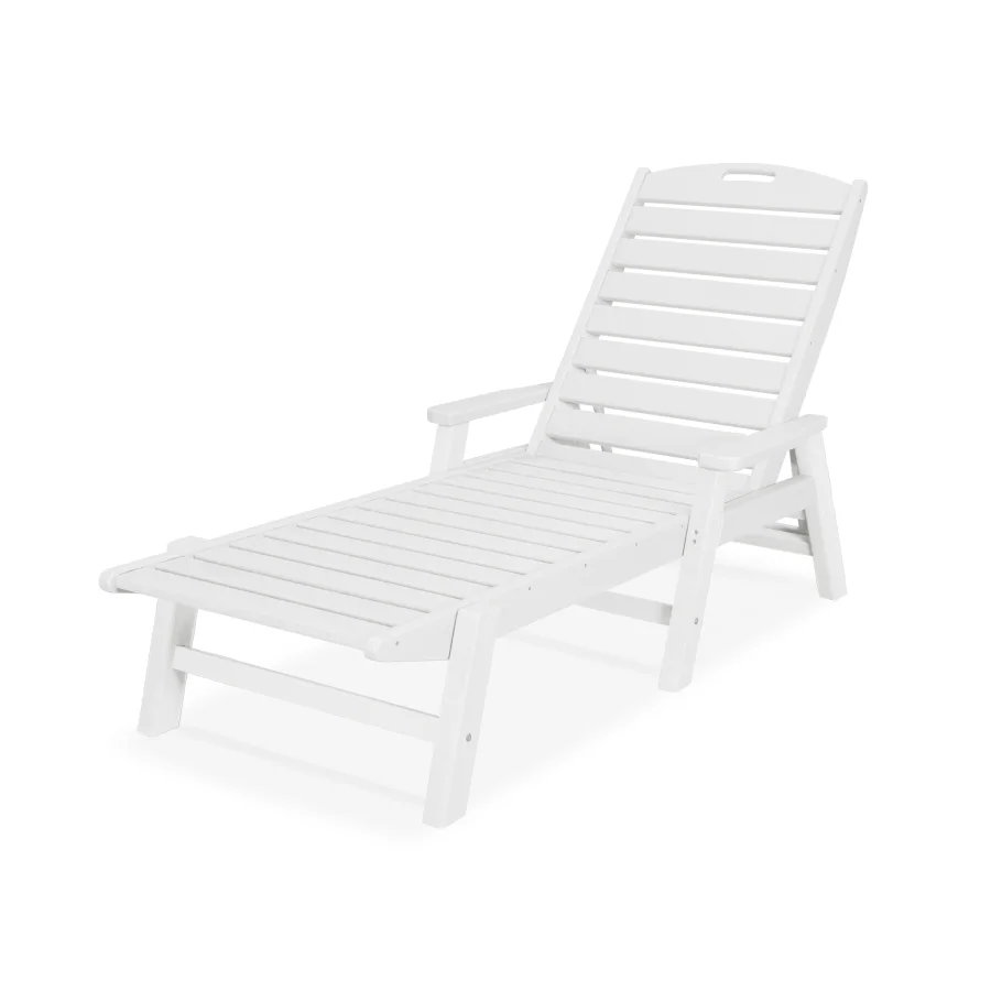 POLYWOOD Nautical Chaise with Arms in White