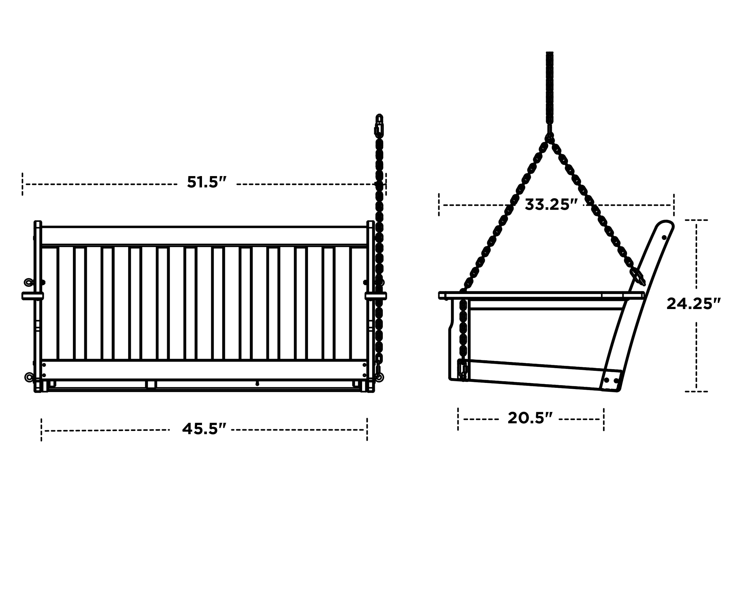 Dimensions for Vineyard Deep Seating Swing
