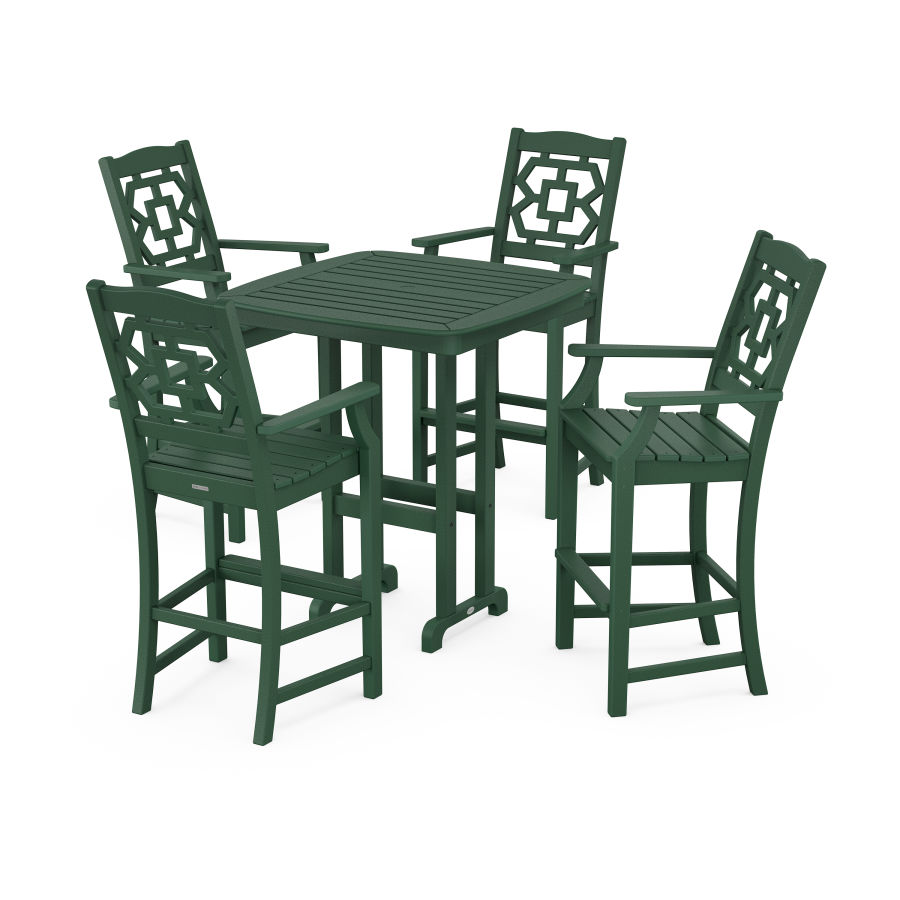 POLYWOOD Chinoiserie 5-Piece Bar Set in Green