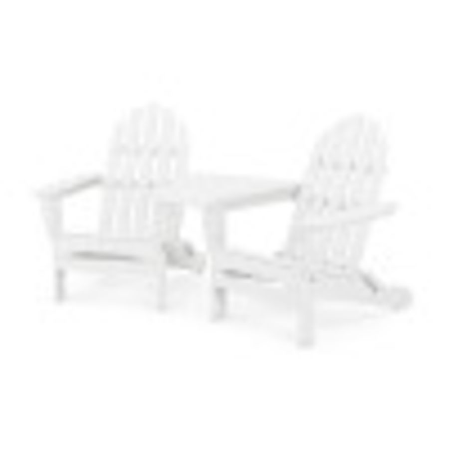 POLYWOOD Classic Folding Adirondacks with Connecting Table in White