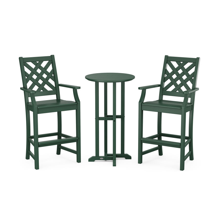 POLYWOOD Wovendale 3-Piece Farmhouse Bar Set in Green