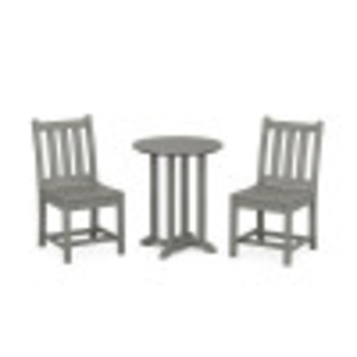 POLYWOOD Traditional Garden Side Chair 3-Piece Round Dining Set