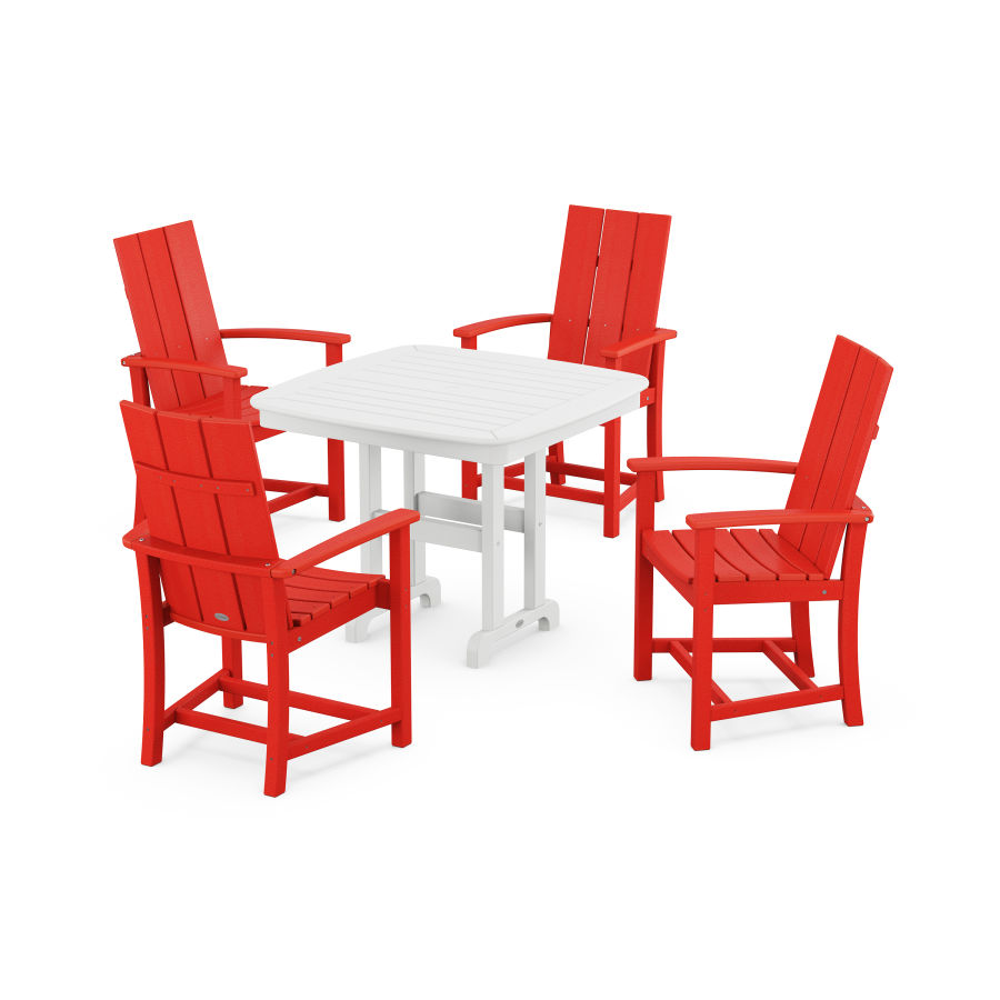 POLYWOOD Modern Adirondack 5-Piece Dining Set in Sunset Red