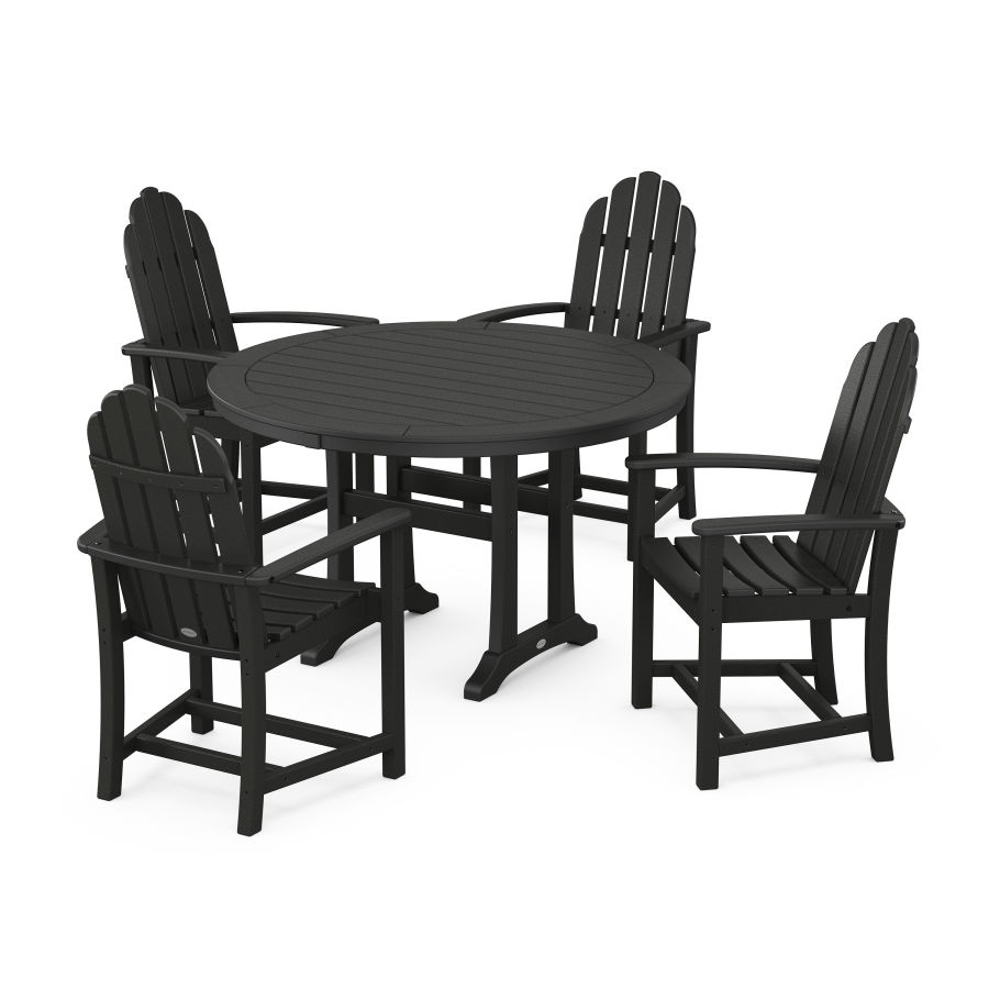 POLYWOOD Classic Adirondack 5-Piece Round Dining Set with Trestle Legs in Black
