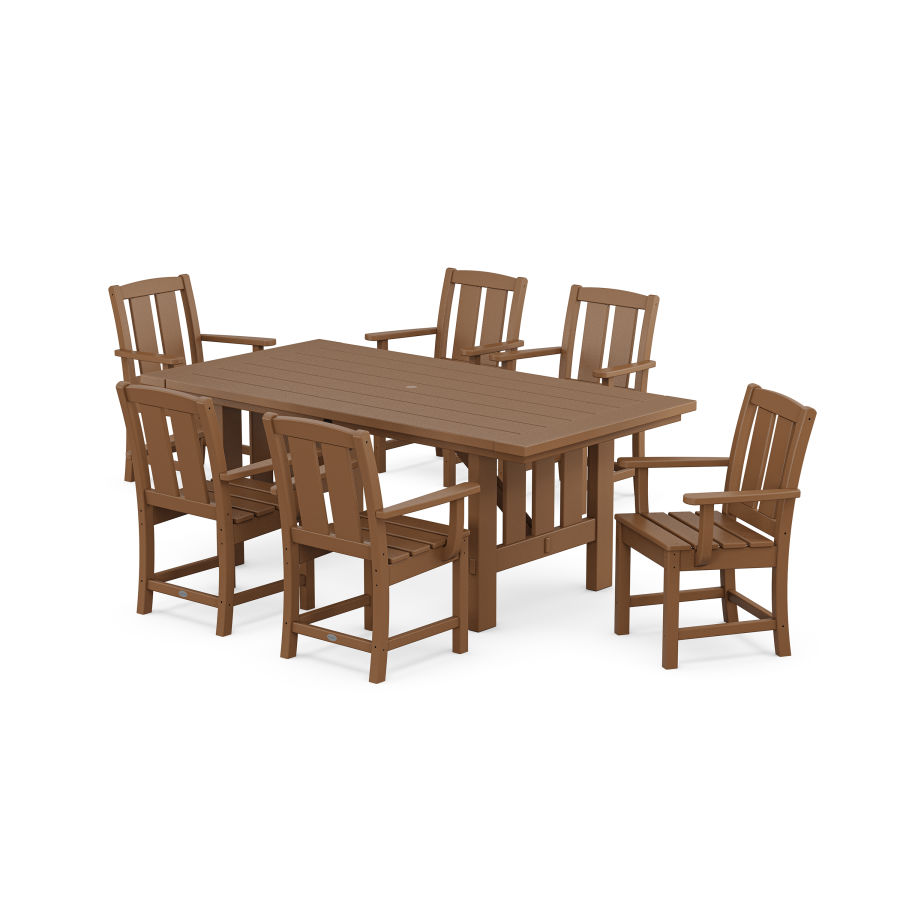 POLYWOOD Mission Arm Chair 7-Piece Mission Dining Set in Teak